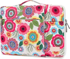 360° Protective Laptop Sleeve Case Bag Cover with Handle For iPad 12.9 inch,MacBook Pro Air 13" and 12.5 inch-13.3 inch Laptop (Flowers)