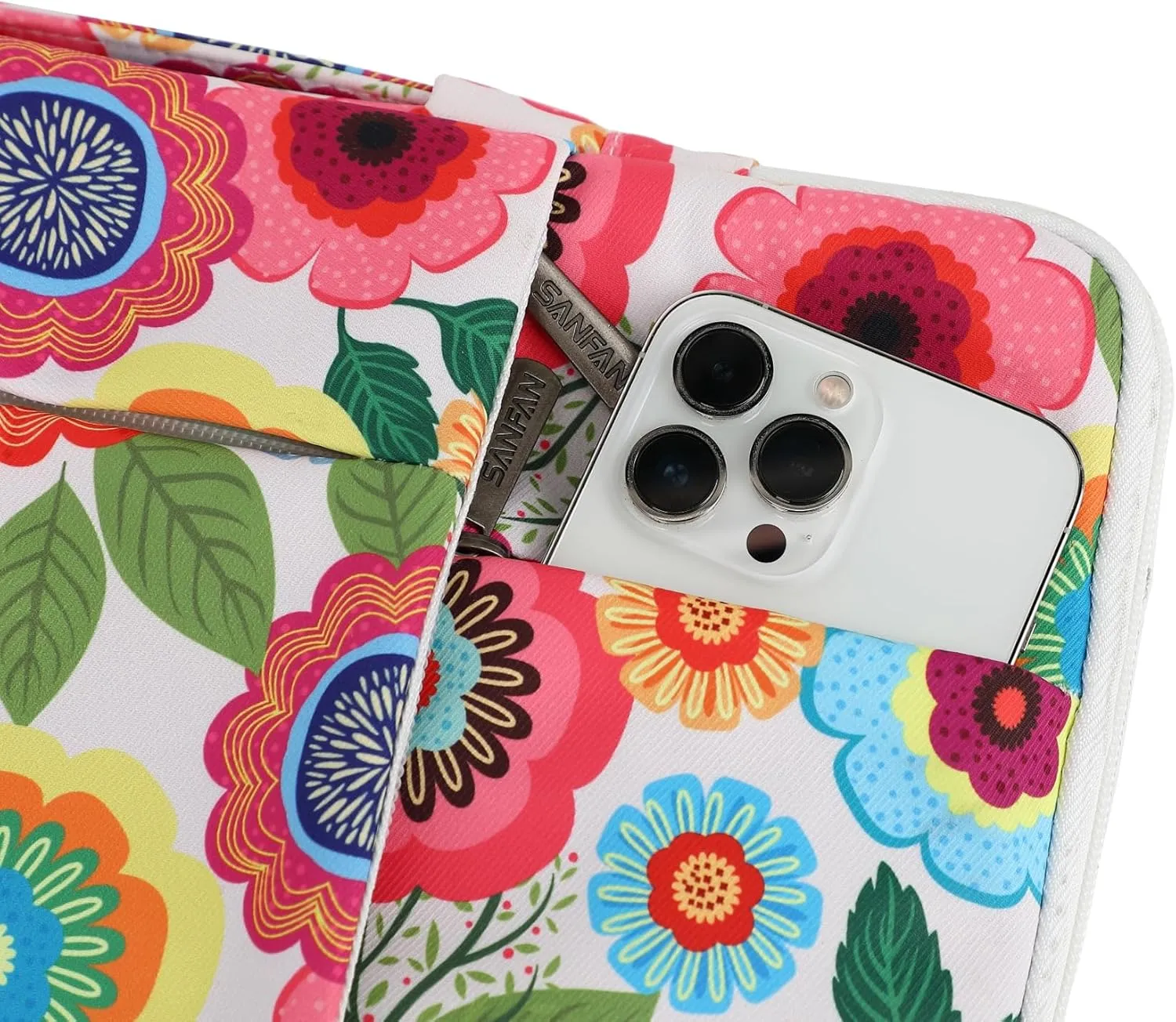 360° Protective Laptop Sleeve Case Bag Cover with Handle For iPad 12.9 inch,MacBook Pro Air 13" and 12.5 inch-13.3 inch Laptop (Flowers)
