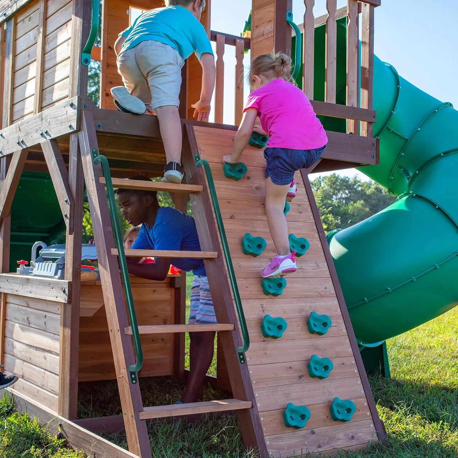 37'' Playground Accessories Ladder Handle (1 Pair), Metal Playhouse Ladder Rail, Playset Safety Handles, Outdoor Kids Grab Handle for Treehouse, Jungle Gym, Rock Climbing Wall