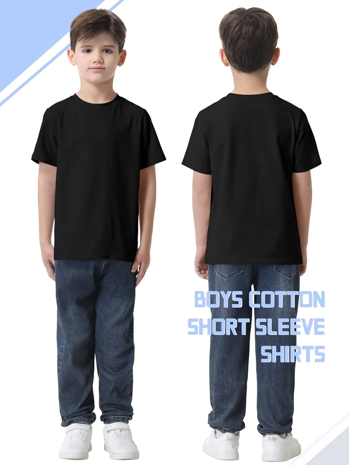 4 Pack Boys Shirts Short Sleeve Cotton Shirts for Boys Summer Tshirts Kids Basic T-Shirts Unisex Tees Top Clothes
