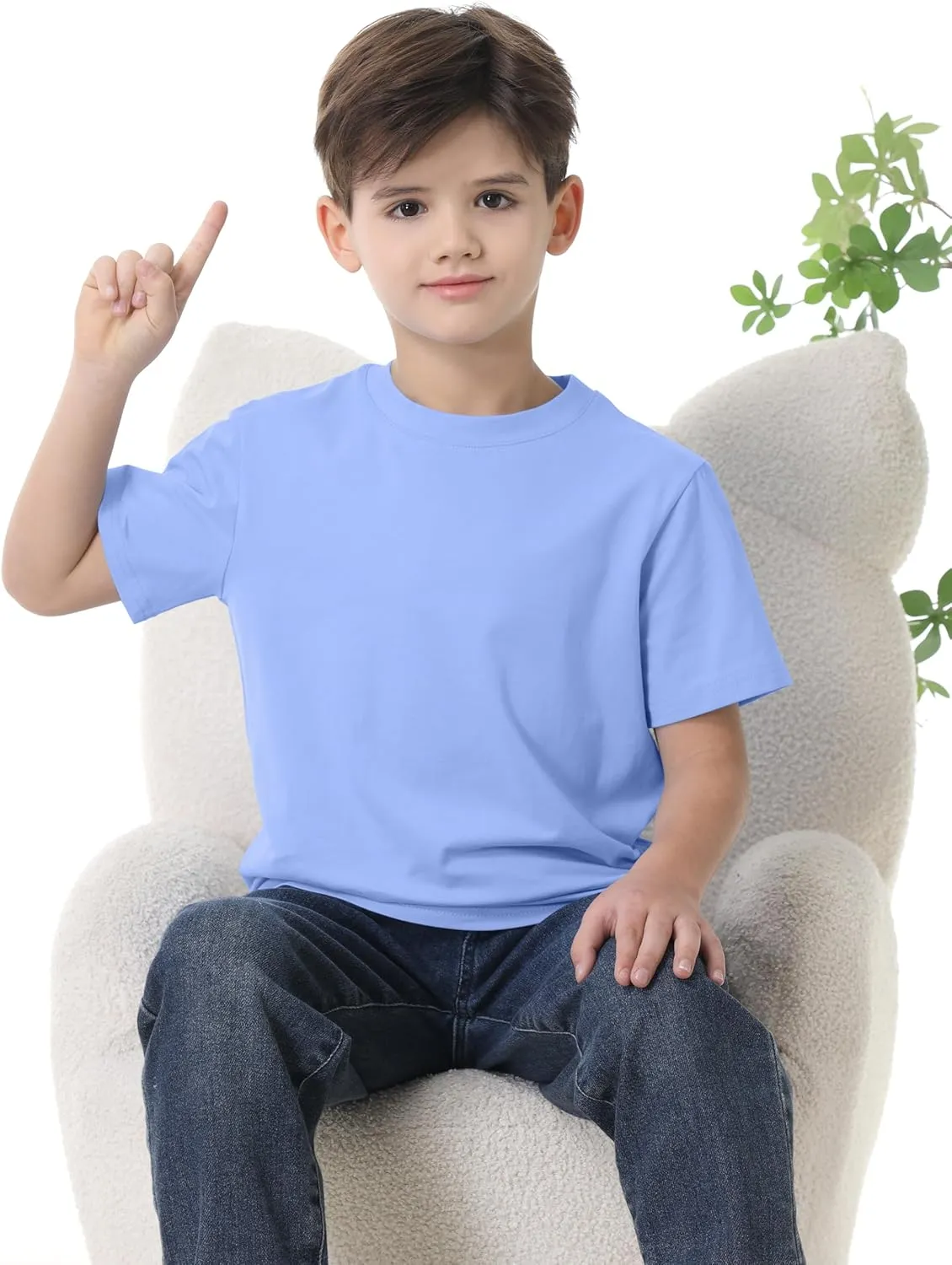 4 Pack Boys Shirts Short Sleeve Cotton Shirts for Boys Summer Tshirts Kids Basic T-Shirts Unisex Tees Top Clothes