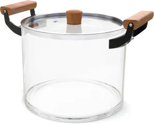 4.0L Glass Pot - glass cooking pot, clear pot for cooking with Wooden Handle and Clear Lid