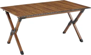 46.46” Folding Outdoor Table with Carrying Bag - Lightweight Aluminum Roll-Up Table for Camping, Picnics, Beach, BBQ, Patio, Waterproof & Stain-Resistant, 120 lbs Capacity, Black (Brown)