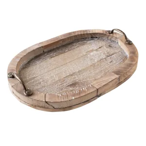 46cm Long Vintage Wooden Tray, Tabletop Oval Breakfast Serving Trays