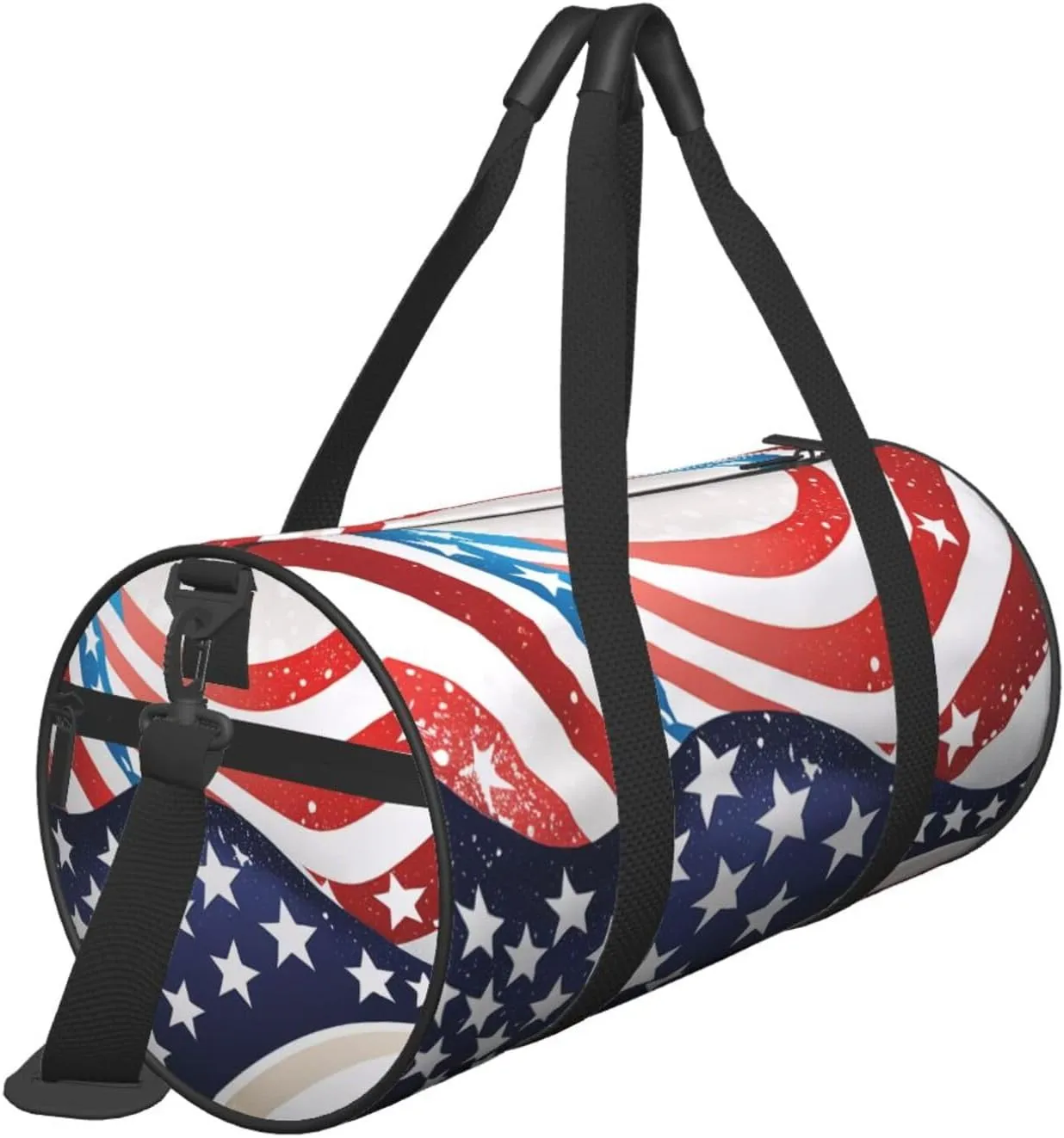 4th of July Patriotic Flag Printed Travel Bag,Round Personal Item Storage bag,Foldie Duffel Bag for Traveling Vacation,Fitness,Sports