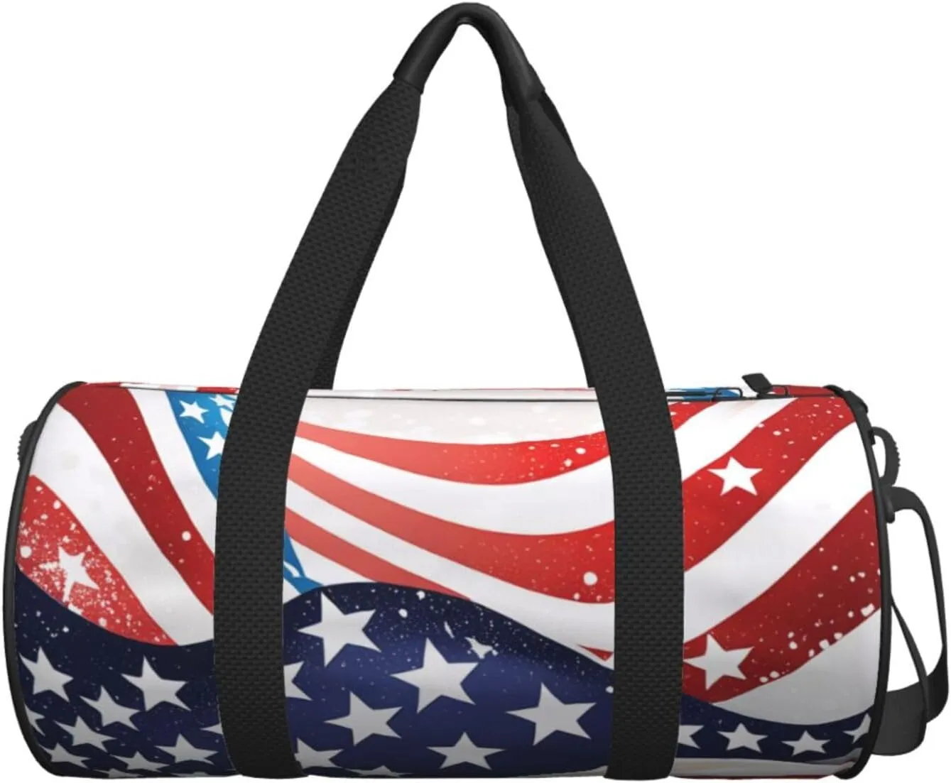 4th of July Patriotic Flag Printed Travel Bag,Round Personal Item Storage bag,Foldie Duffel Bag for Traveling Vacation,Fitness,Sports