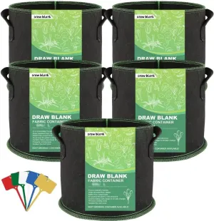 5-Pack 20 Gallon Heavy Duty Thickened Nonwoven Fabric Vegetable/Flower/Plant Grow Bags with Handles