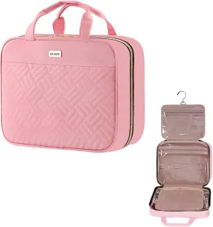 5.8L Travel Toiletry Bag for women - 2.1 GAL Water-resistant Makeup Cosmetic Bag Organizer With Hanging Hook for Travel Accessories Shampoo Full-size Container, Pink