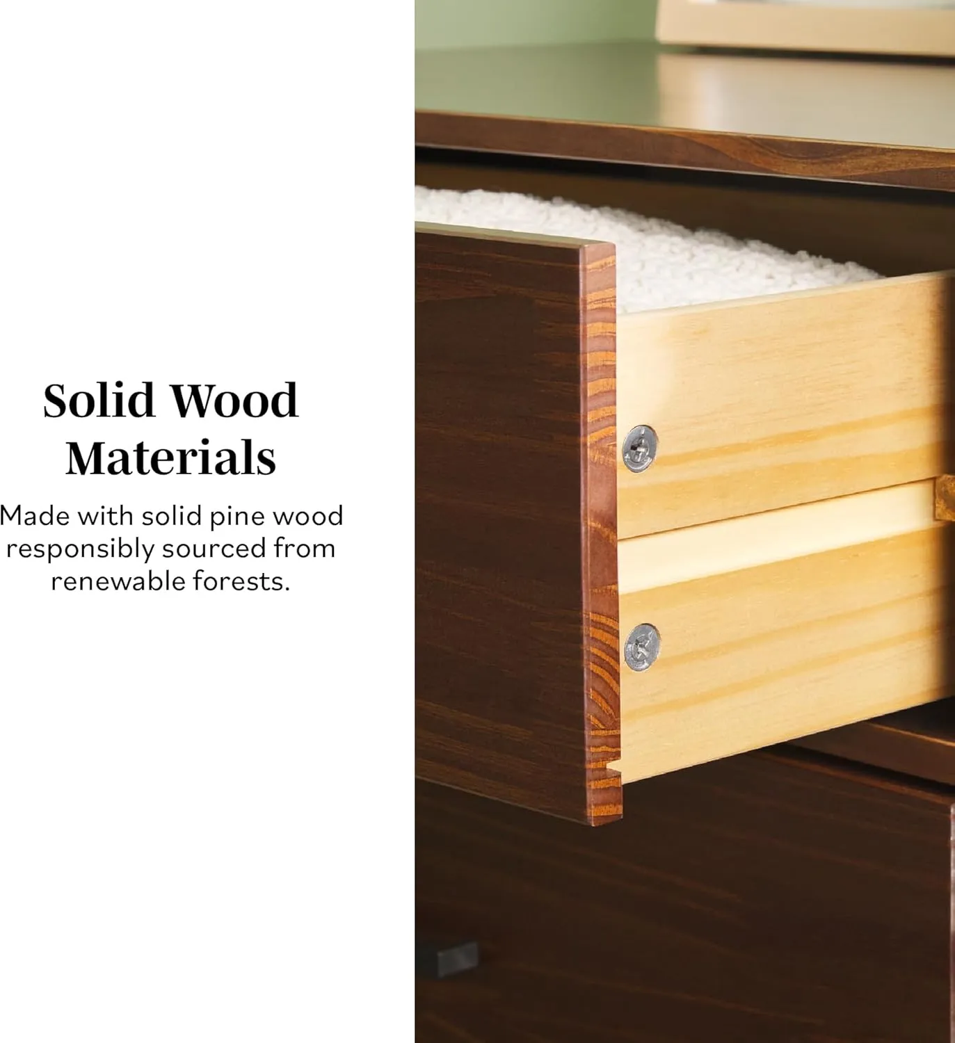 6-Drawer Modern Solid Wood Dresser with Metal Handles - Walnut