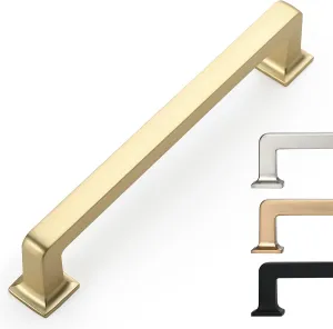 6 Pack 5 Inch Brushed Brass Cabinet Handles - Gold Kitchen Hardware Pulls for Cabinets and Cupboards