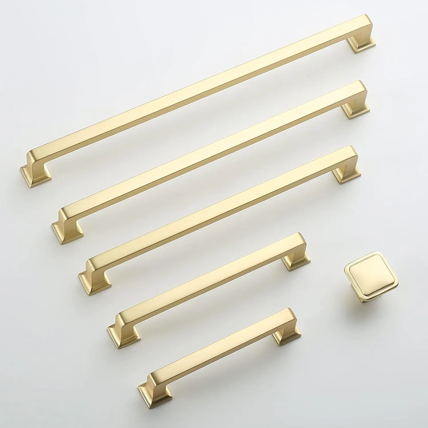 6 Pack 5 Inch Brushed Brass Cabinet Handles - Gold Kitchen Hardware Pulls for Cabinets and Cupboards