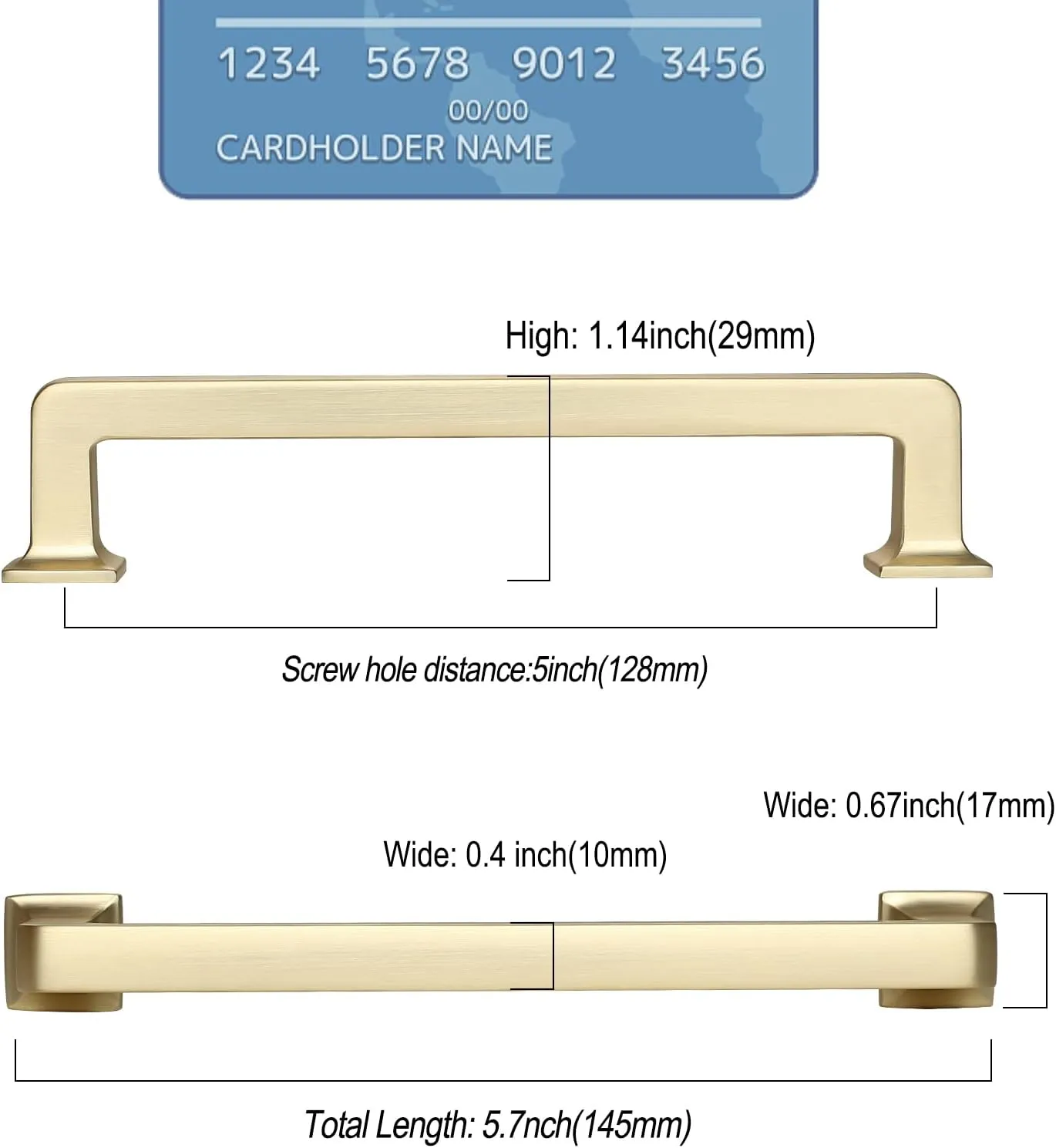 6 Pack 5 Inch Brushed Brass Cabinet Handles - Gold Kitchen Hardware Pulls for Cabinets and Cupboards