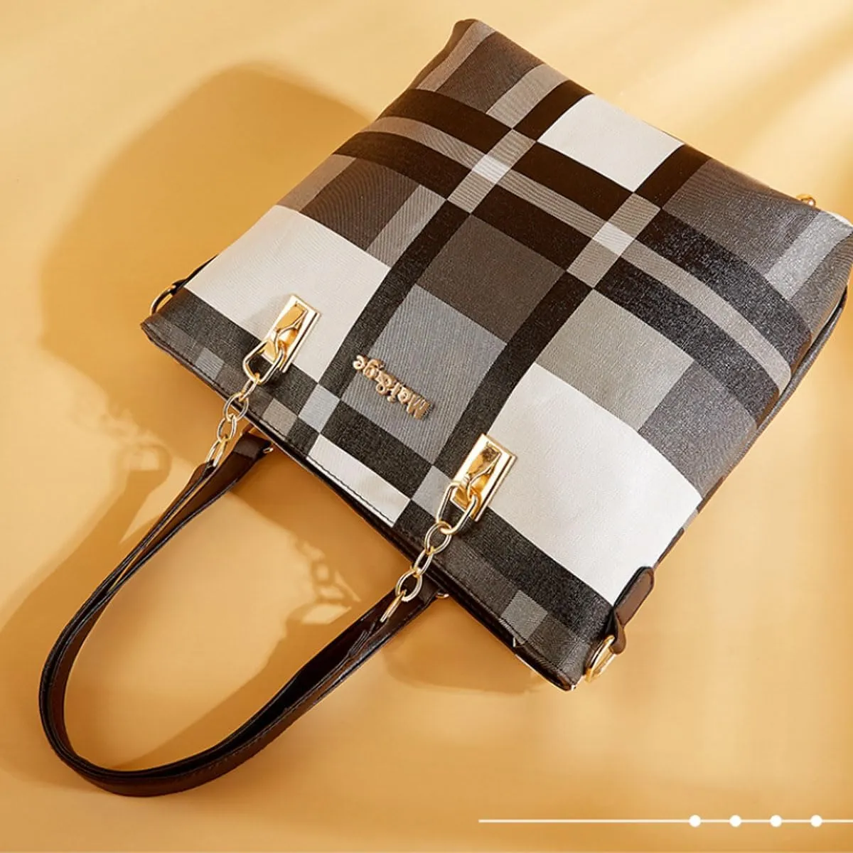 6-PC Women PU Handbag Shoulder Bag Crossbody Bag Purse Clutch Key Bag Fashion Satchel Tote Top-Handle Bag