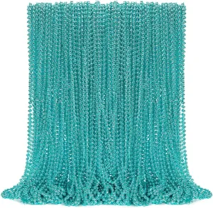 72PCS Mardi Gras Beads, Metallic Blue Bead Necklace Party Favors, 33" Mardi Gras Necklace Stuff, Festival Parade Throw Accessories for Wedding Birthday Gender Reveal Party Supplies Decor