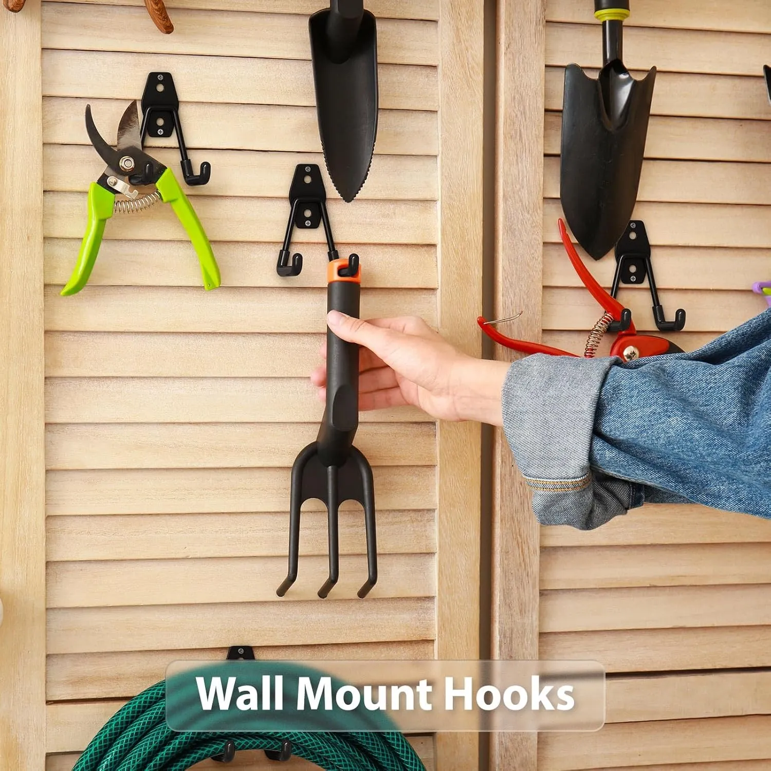 8 Pack 4.5x2.75 Inch Utility Steel Wall Mount Heavy Duty Garage Hooks with Anti-Slip Coating,Storage More Yard,Garden and Power Tools and for Hanging Hose,Ladder and Bike