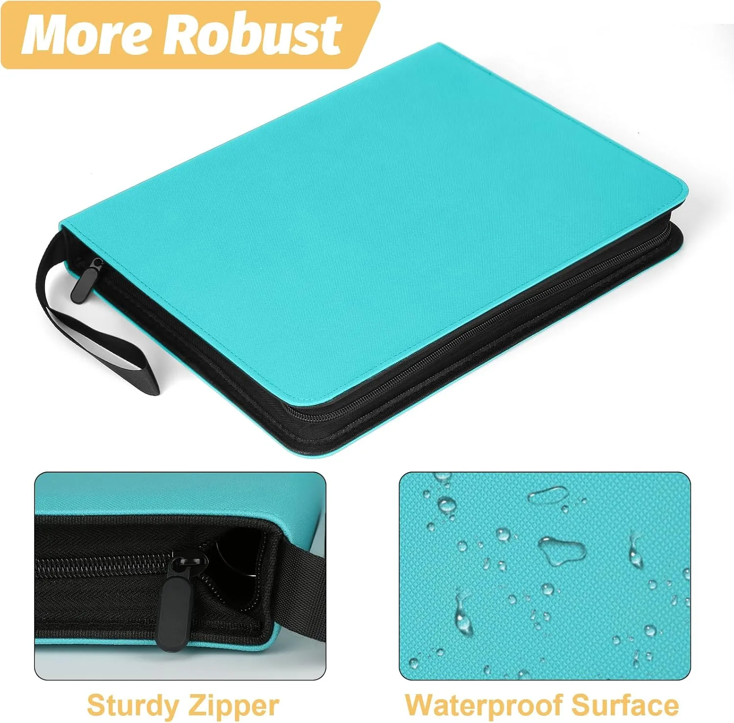 9 Pocket Card Binder, Premium Zip Trading Card Binder, 720 Double Sided Pocket PU Card Collection Album, Card Folder for MTG, TCG, Sports Cards, Game Cards (Lake Blue)