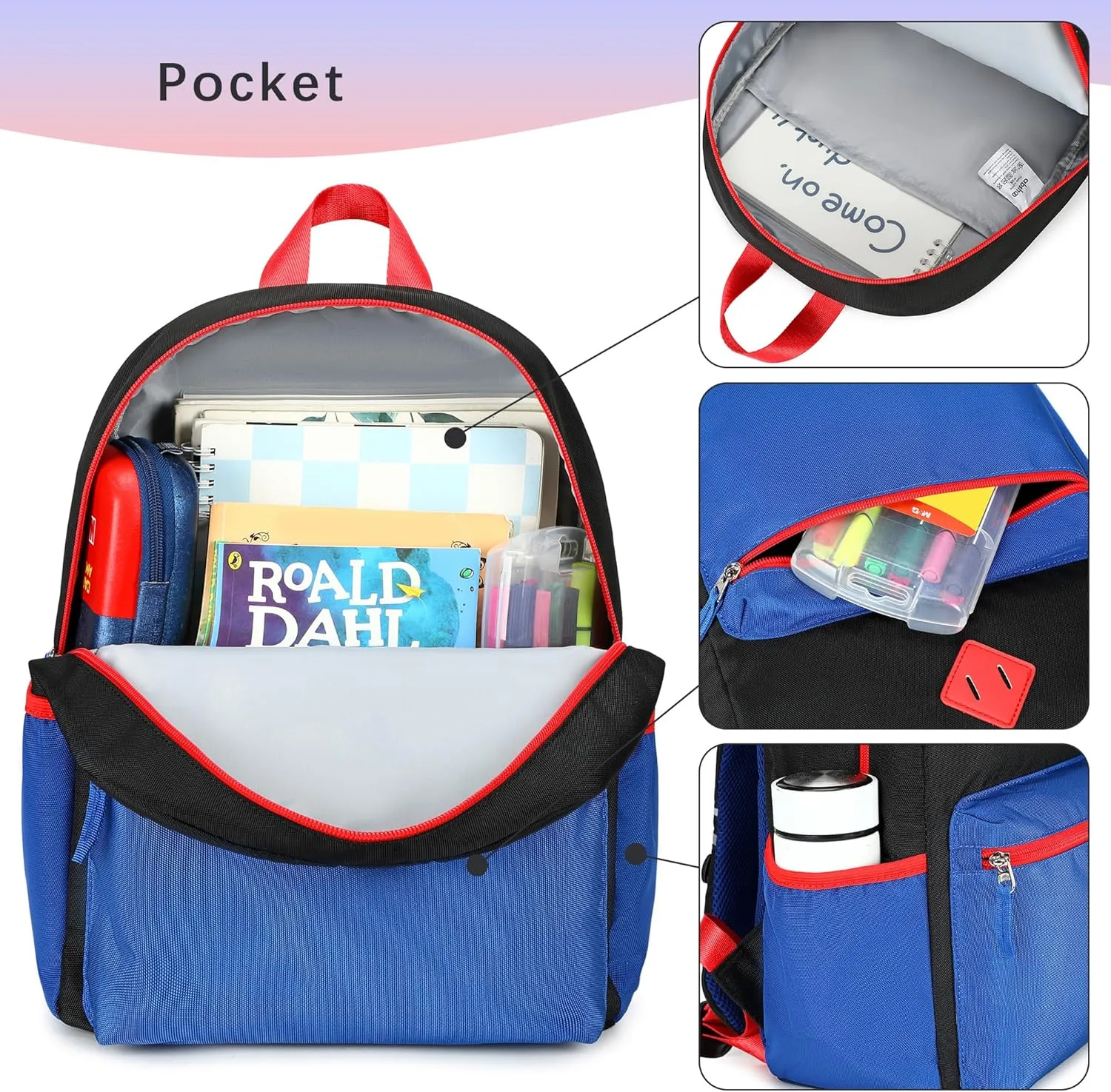 abshoo Kindergarten Backpack for Boys Preschool Backpacks School Bookbag for Kids 4-8(Black and Blue)