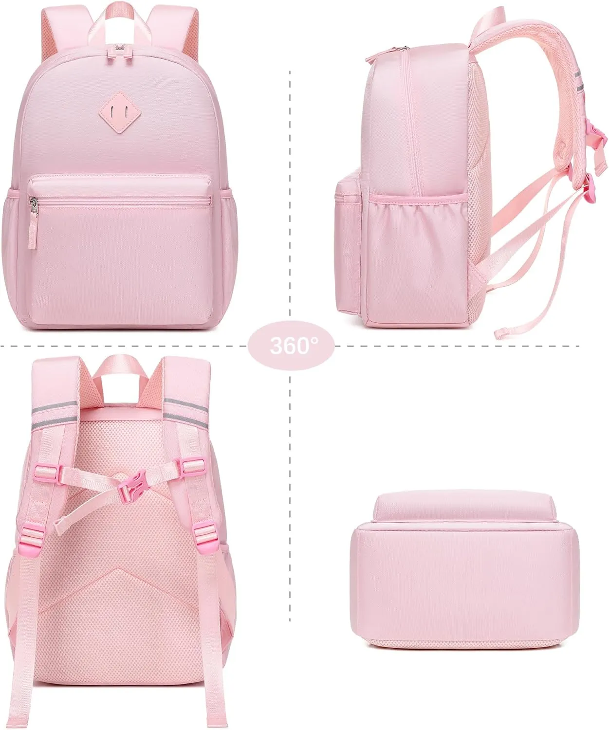 abshoo Kindergarten Backpack for Girls Preschool Backpacks School Bookbag for Kids 4-8(Light Pink)