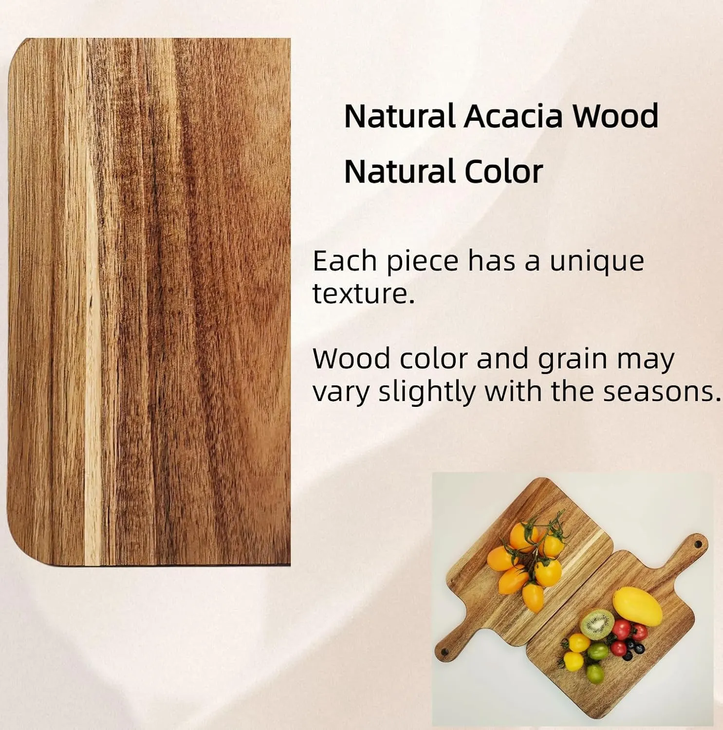 Acacia Wood Cutting Board with Handle 16"x8.7", Wooden Cutting Boards, Chopping Board, Charcuterie Board, Serving board for Cheese, Bread, Pizza, Vegetables & Fruits (1, 16"L x 8.7"W)