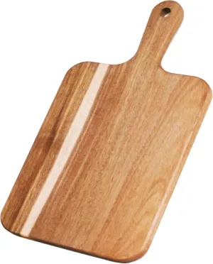 Acacia Wood Cutting Board with Handle 16"x8.7", Wooden Cutting Boards, Chopping Board, Charcuterie Board, Serving board for Cheese, Bread, Pizza, Vegetables & Fruits (1, 16"L x 8.7"W)