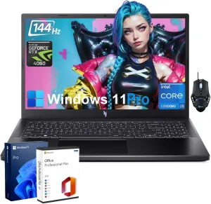acer Nitro V Gaming Laptop - Intel i9-13900H CPU | NVIDIA GeForce RTX 4060 GPU| 15.6" FHD 144Hz Display | 32GB DDR5 | 1TB SSD | WiFi 6 | Backlit KB | Win11 Pro, with Office Lifetime & Accessories