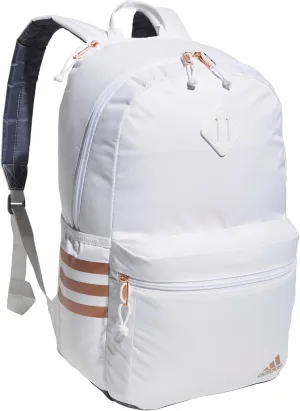 adidas 3-Stripe Classic Backpack for Men and Women, Bag with Laptop Sleeve, White/Rose Gold/Onix Grey/5.0, One Size