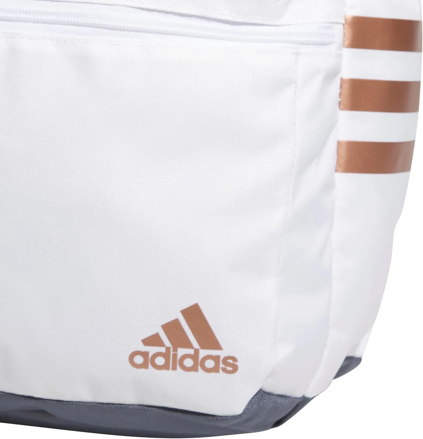 adidas 3-Stripe Classic Backpack for Men and Women, Bag with Laptop Sleeve, White/Rose Gold/Onix Grey/5.0, One Size