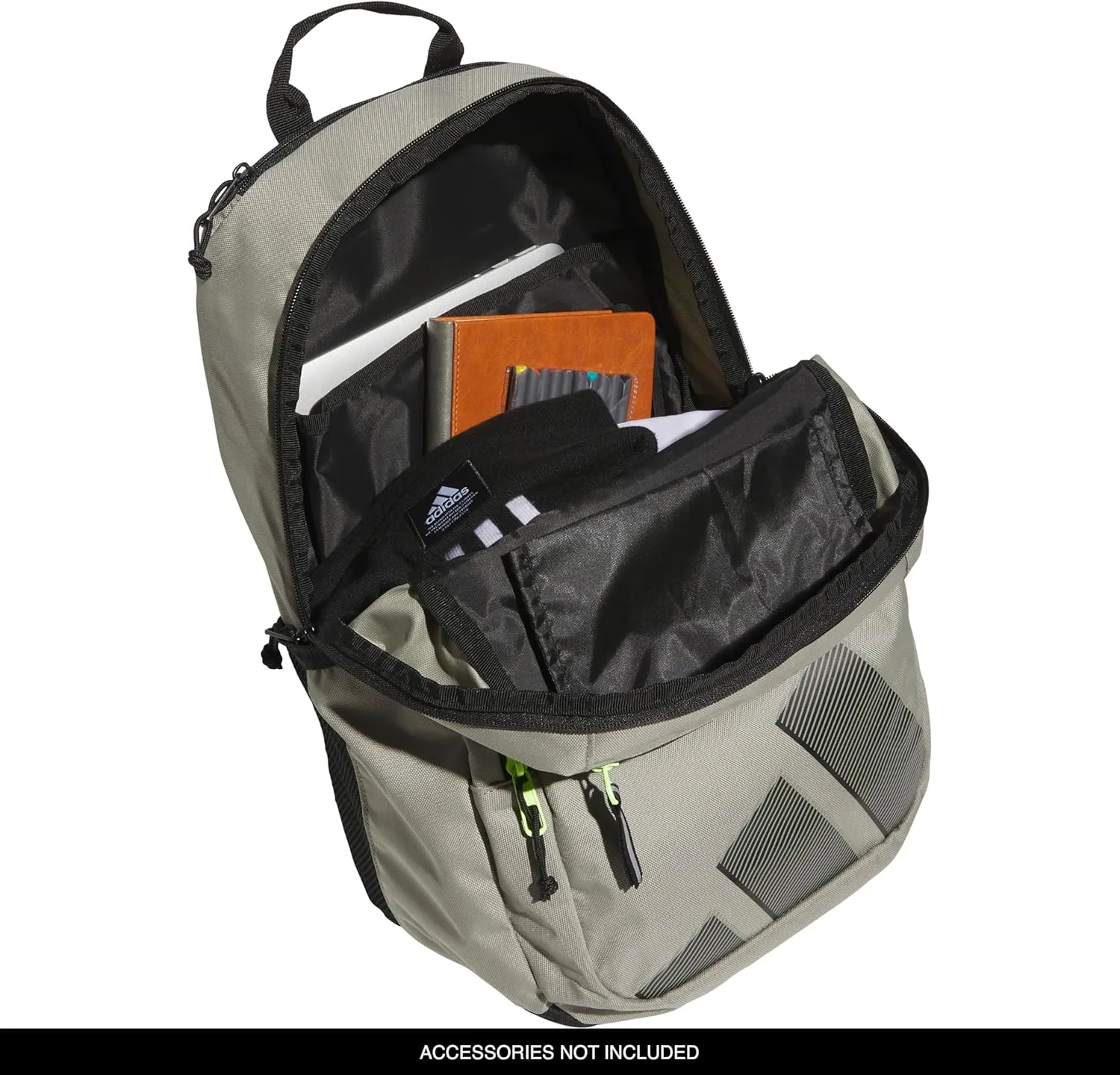 adidas Boys' Midway Backpack (28L) Durable Student Athletic Gym Laptop Book Bag Girls, Silver Pebble Grey/Black/Lucid Lemon Yellow, One Size