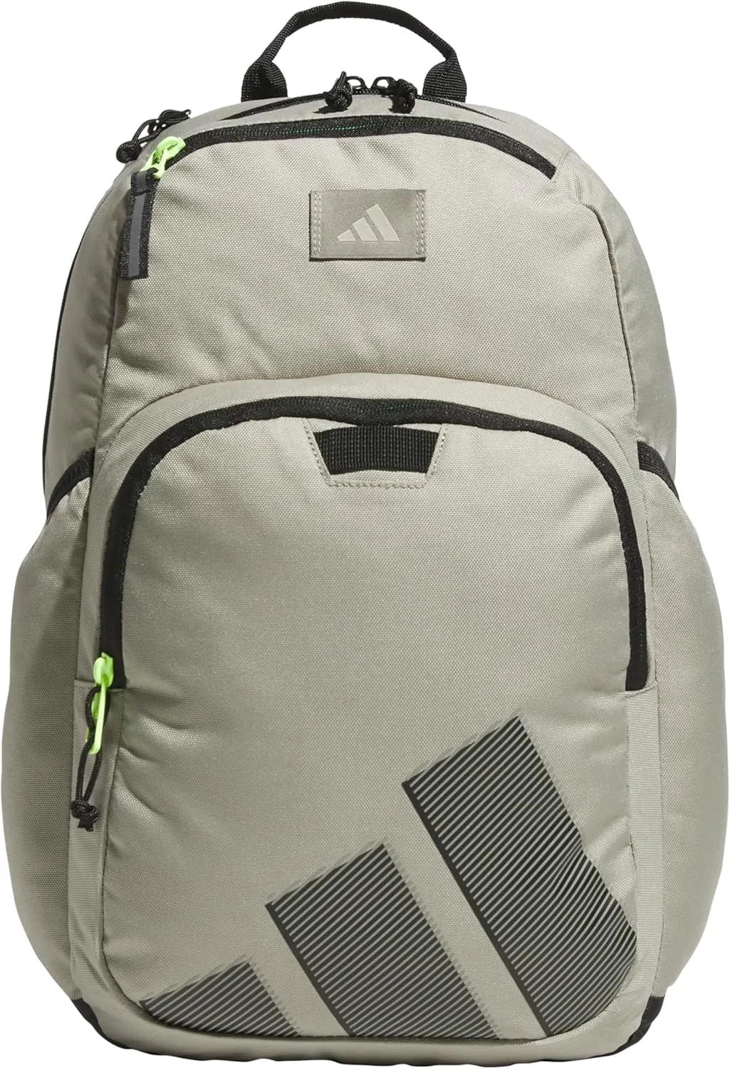 adidas Boys' Midway Backpack (28L) Durable Student Athletic Gym Laptop Book Bag Girls, Silver Pebble Grey/Black/Lucid Lemon Yellow, One Size