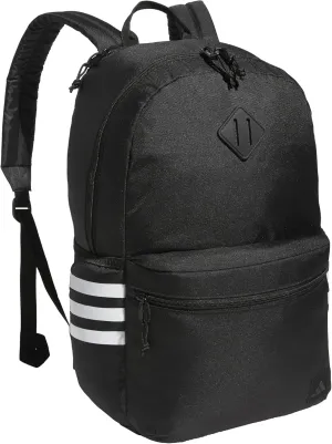 adidas Classic 3-Stripe Durable Backpack Student Athletic Sport Laptop Book Bag, Black/5.0, One Size