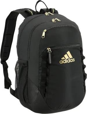 adidas Excel Laptop Durable Large Athletic Gym Backpack Bag, Gold Metallic/Black, One Size