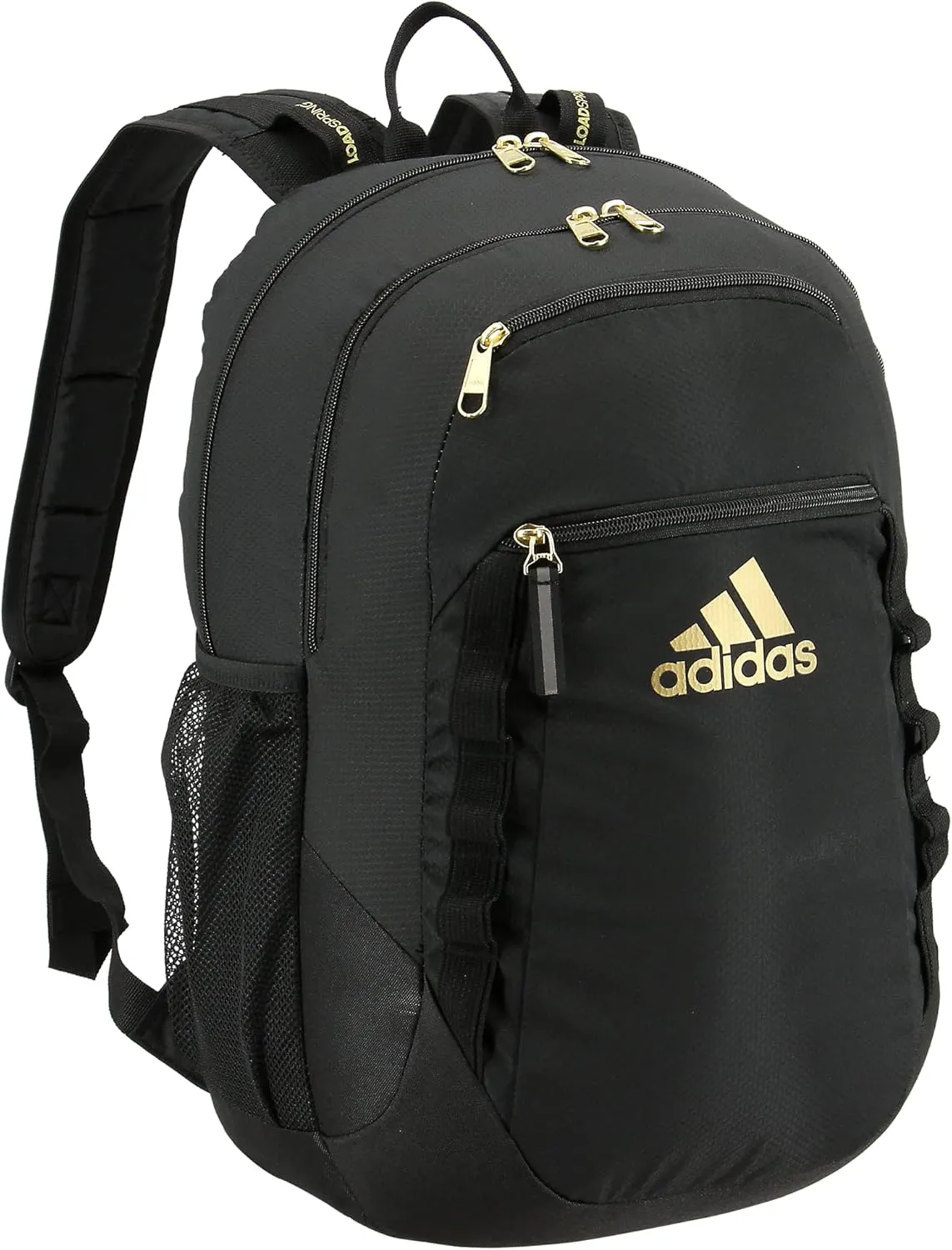 adidas Excel Laptop Durable Large Athletic Gym Backpack Bag, Gold Metallic/Black, One Size