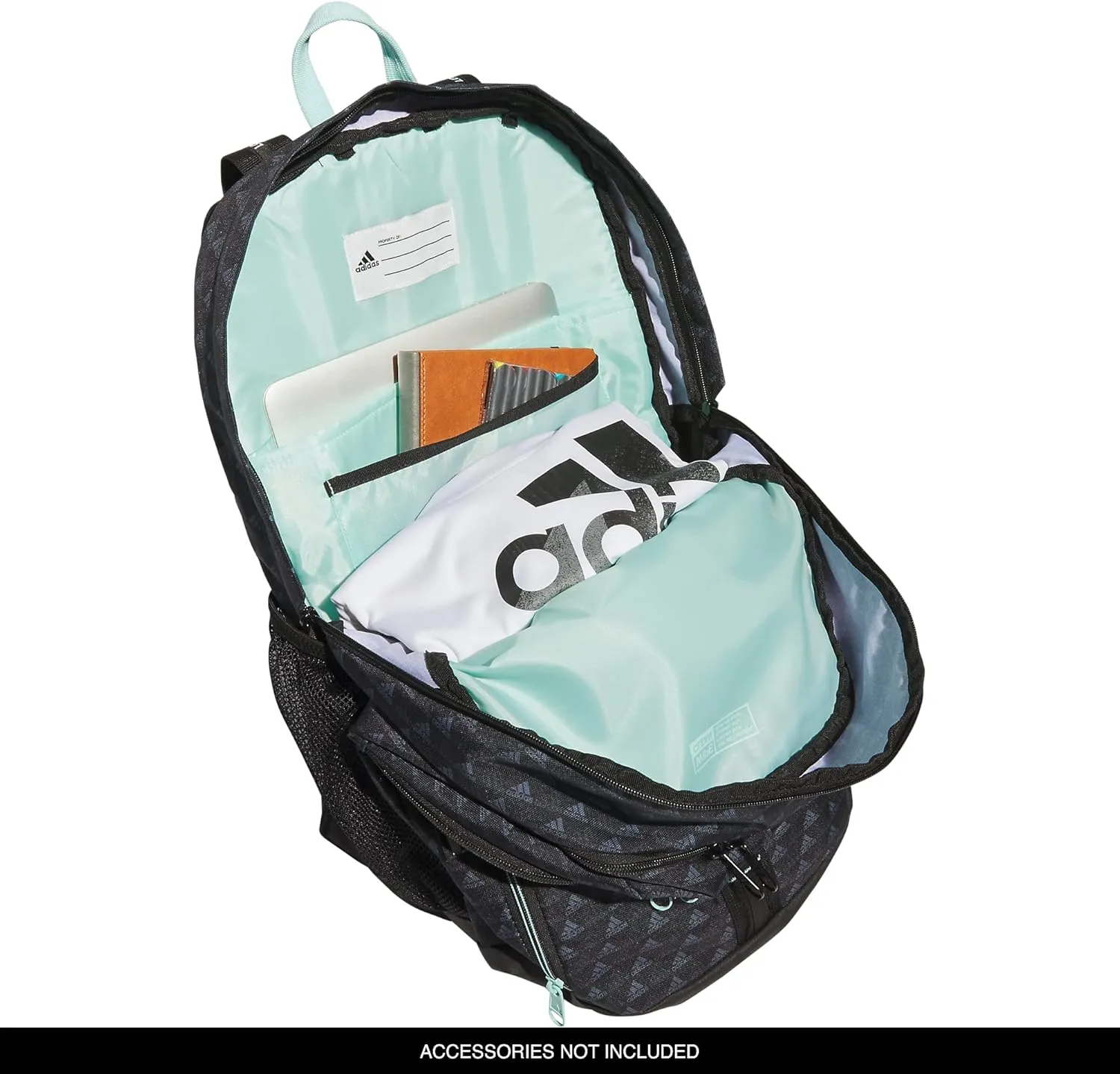 adidas Prime 6 Backpack, BOS Mini Monogram Black/Semi Flash Aqua Blue, One Size