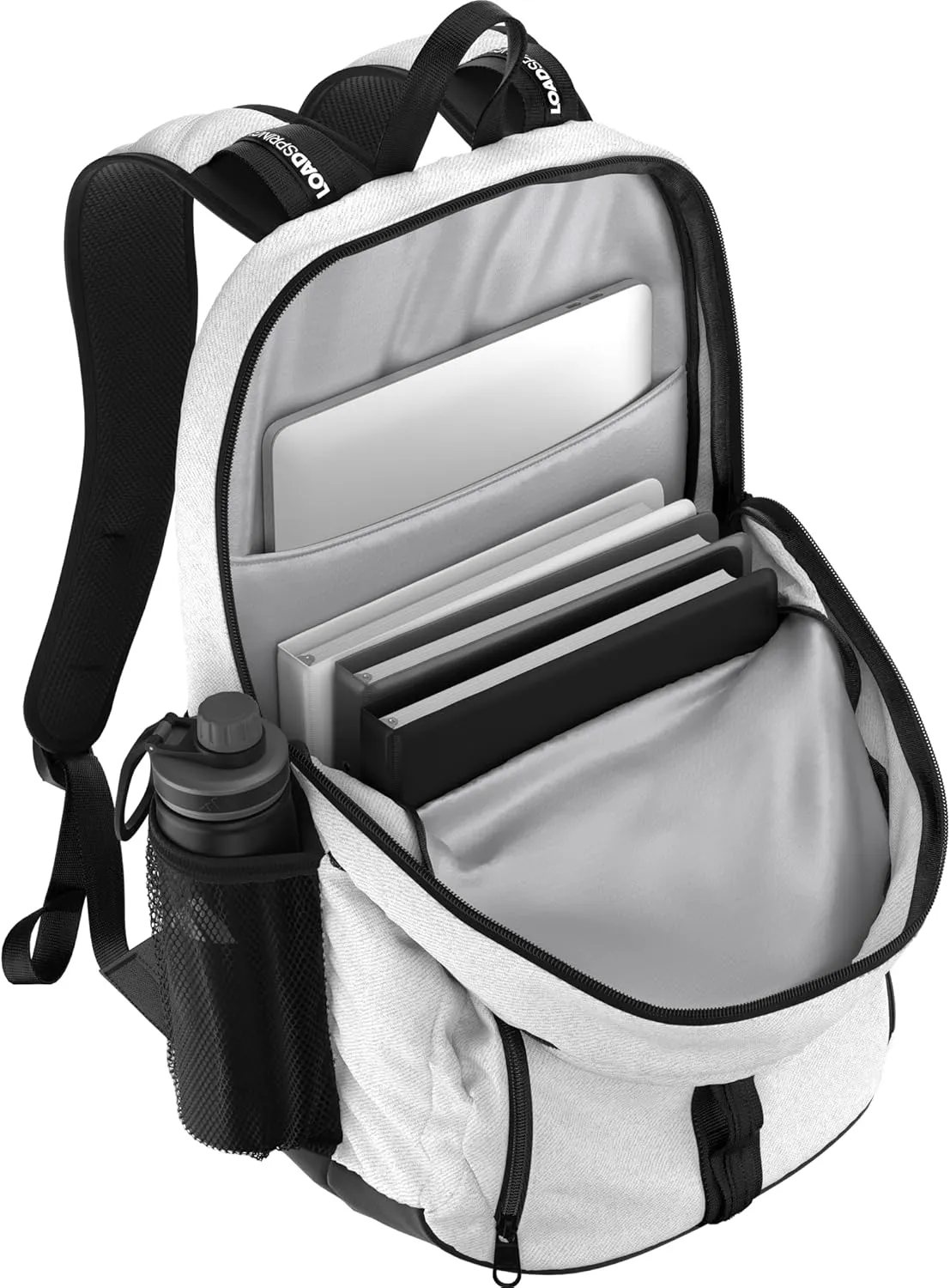 adidas Primetime Large Backpack for Women and Men, Big Bag with Laptop Sleeve, Twill White/Black, One Size