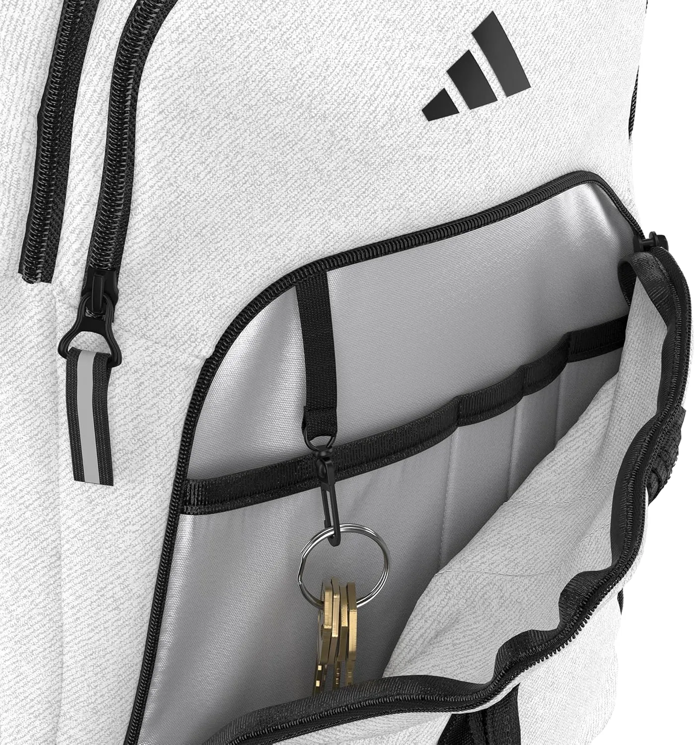 adidas Primetime Large Backpack for Women and Men, Big Bag with Laptop Sleeve, Twill White/Black, One Size