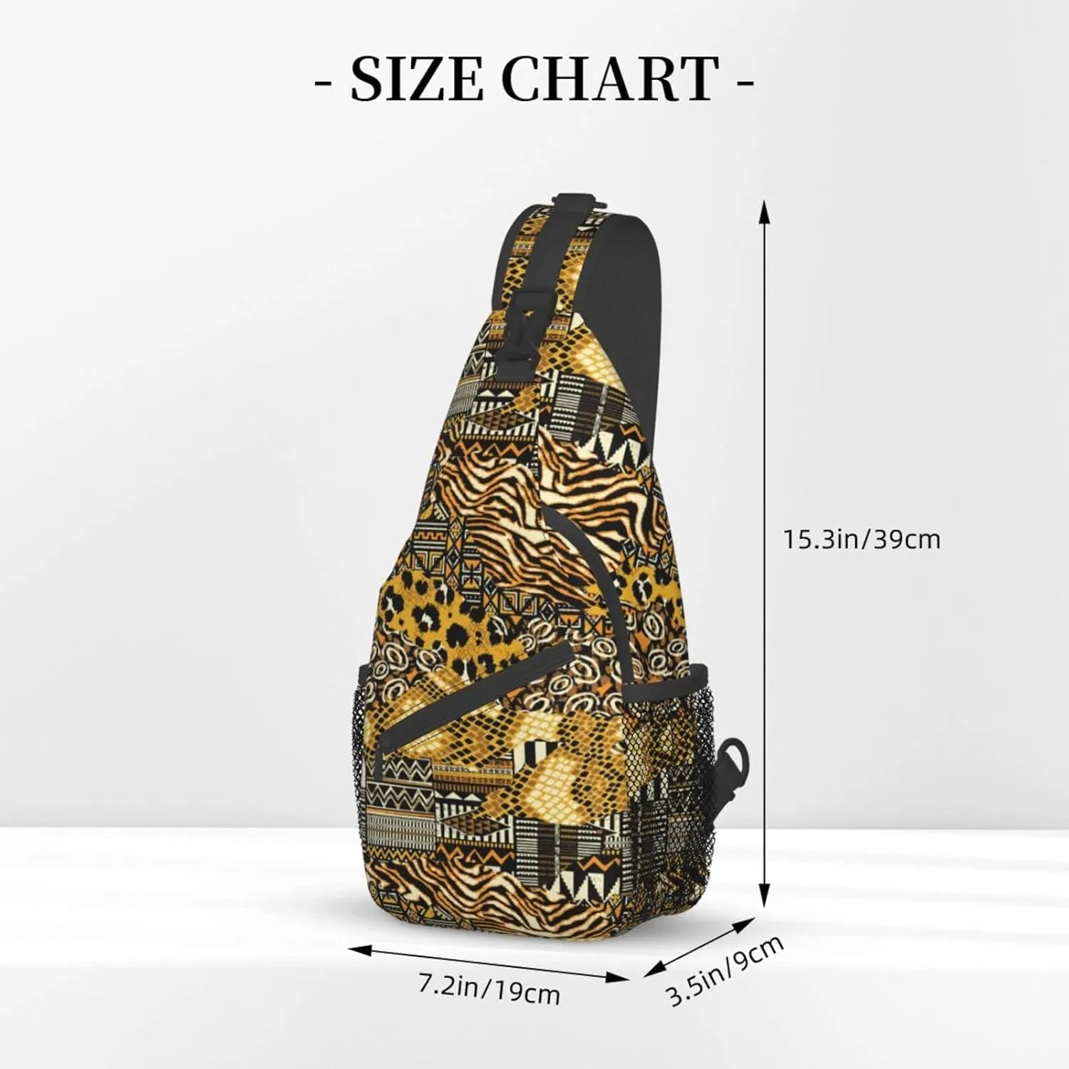 African Sling Bag Animal Skins Crossbody Chest Daypack Casual Backpack African Shoulder Bag African Gift