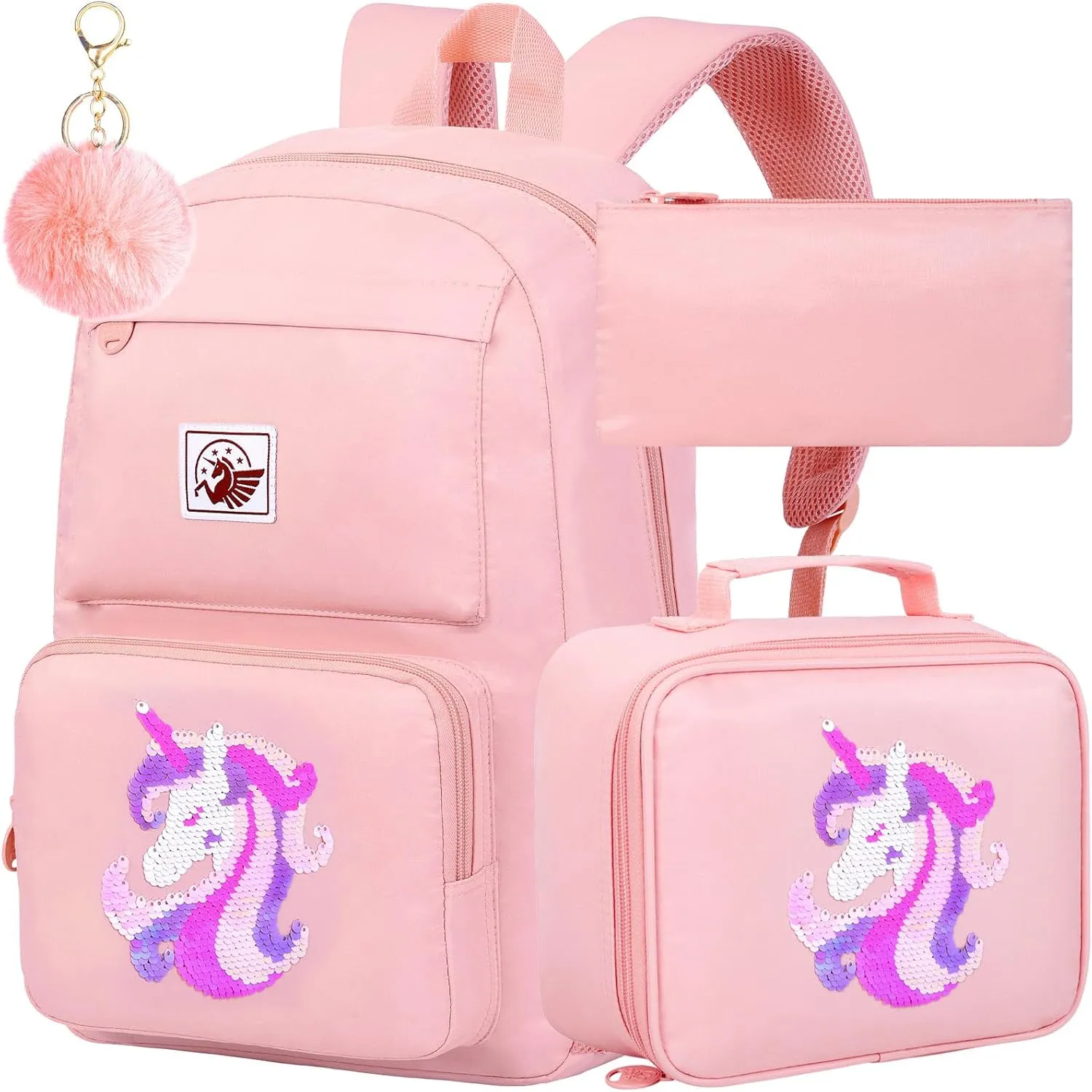 AGSDON 3PCS Backpack for Girls Set, Laptop College School Bookbag and lunch bog, Water Resistant Backpacks