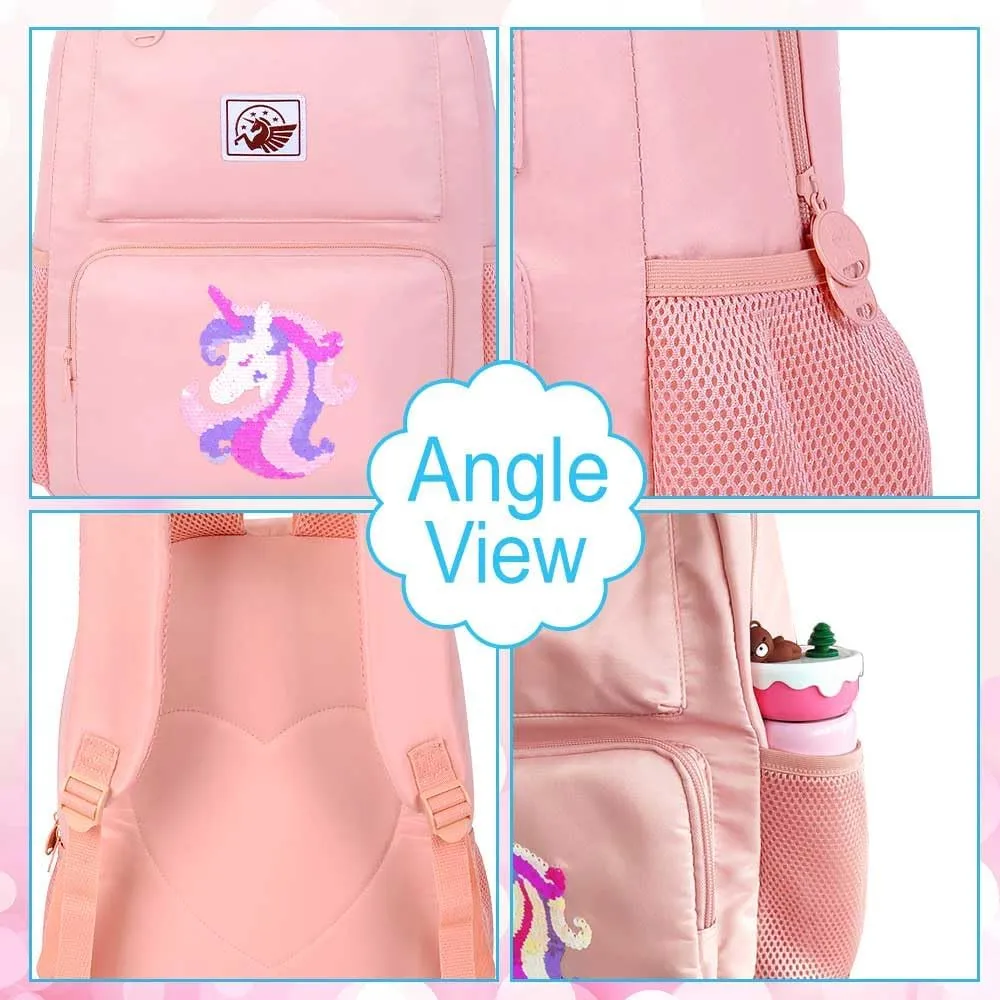 AGSDON 3PCS Backpack for Girls Set, Laptop College School Bookbag and lunch bog, Water Resistant Backpacks