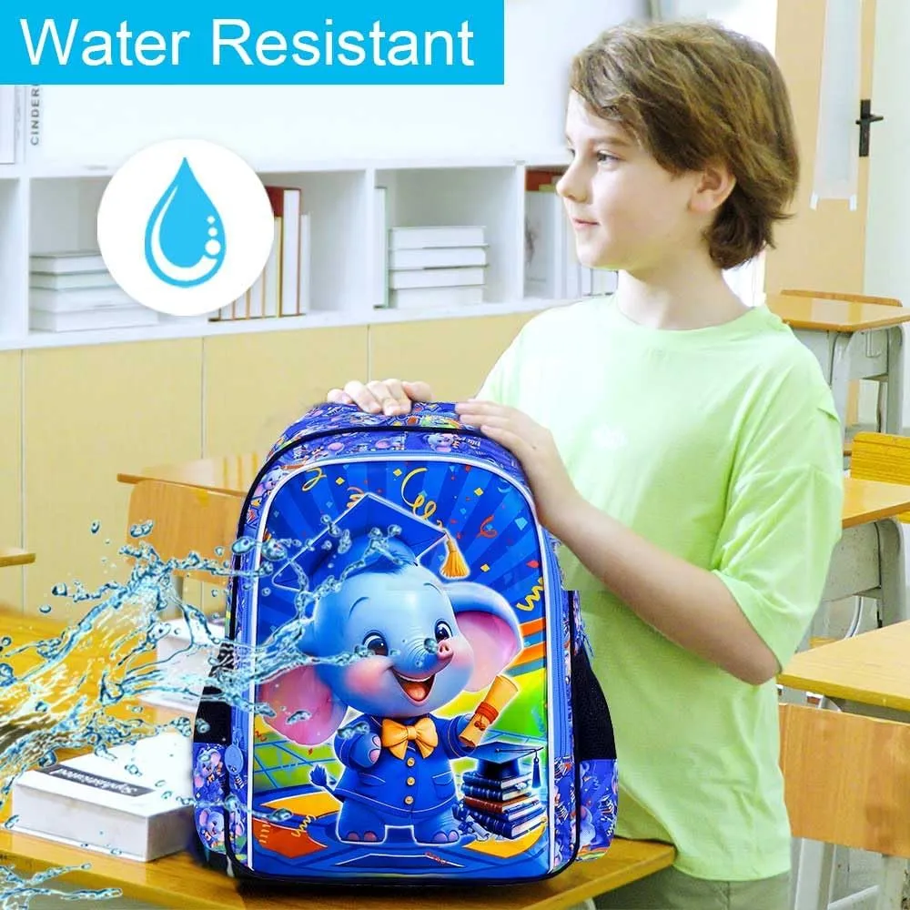 AGSDON 3PCS Kids Backpack for Boys, 16" Preschool Elementary Water Resistant School Bag, Boys Backpacks Set with Lunch Box Pencil Case