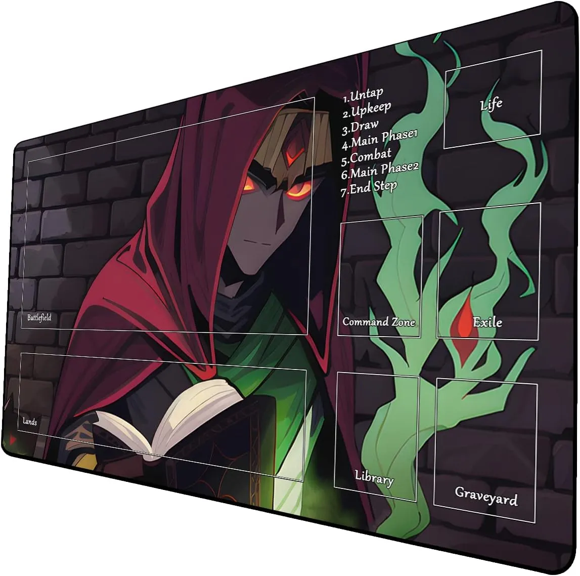 AI Painting TCG Playmat - MTG Trading Card Game Mat with Zone, 24x14 Inches Premium MTG Playmat - The Perfect Companion for Intense Card Battles - Fantasy Dark Vampire Lotus-083