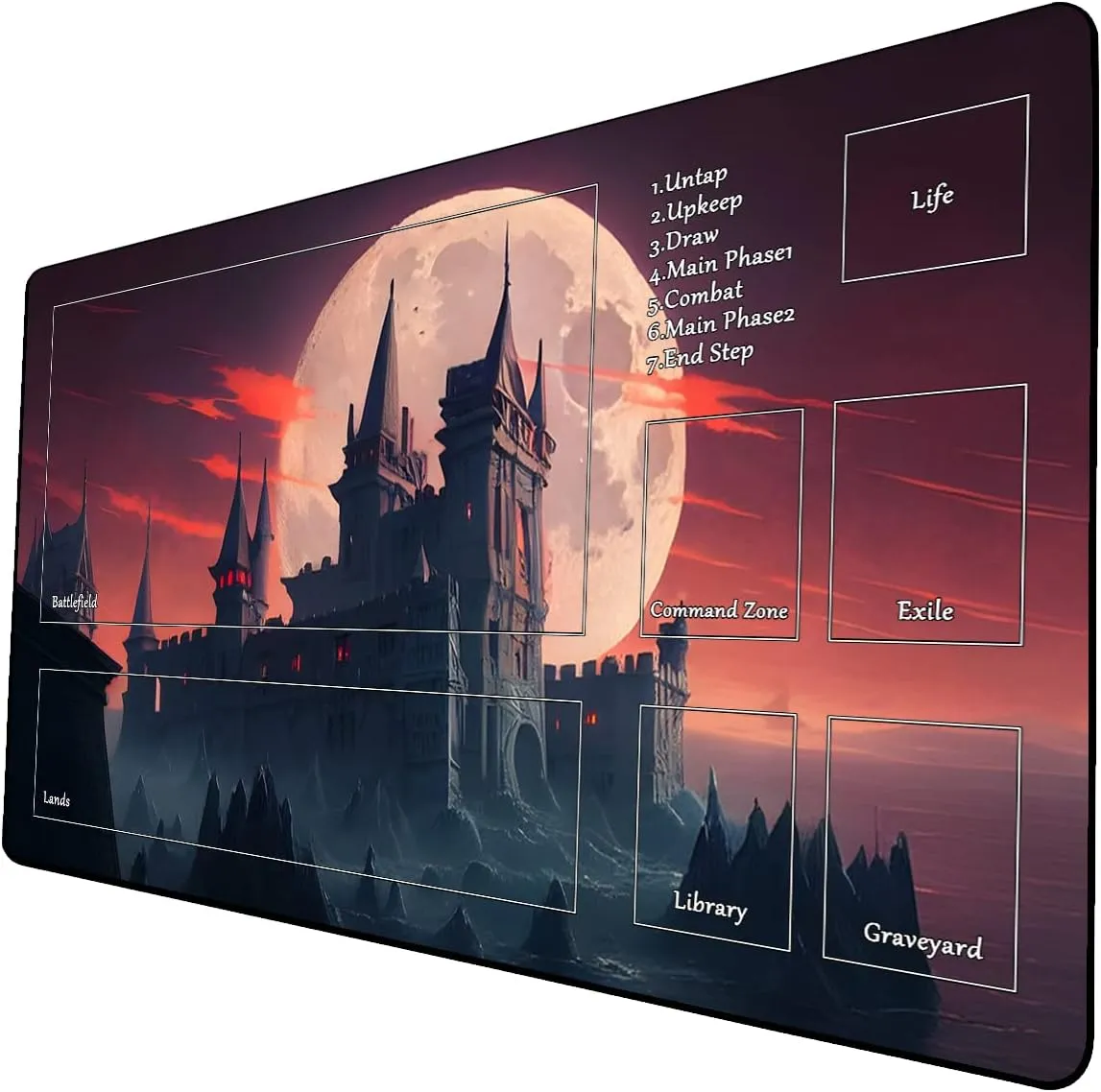 AI Painting TCG Playmat - MTG Trading Card Game Mat with Zone, 24x14 Inches Premium MTG Playmat - The Perfect Companion for Intense Card Battles - Fantasy Dark Vampire Lotus-090