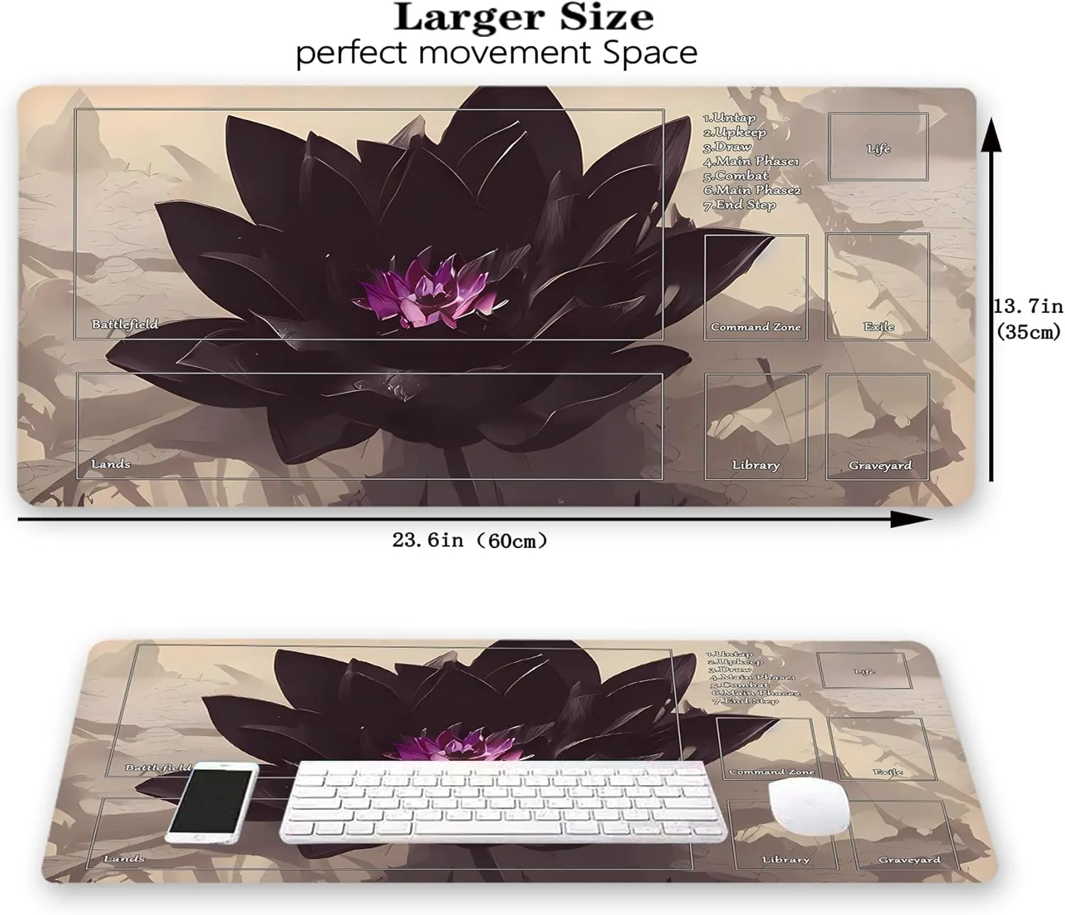 AI Painting TCG Playmat - MTG Trading Card Game Mat with Zone, 24x14 Inches Premium MTG Playmat - The Perfect Companion for Intense Card Battles - Fantasy Dark Vampire Lotus-198