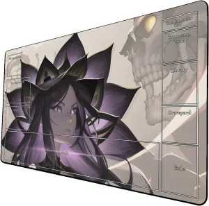 AI Painting TCG Playmat - MTG Trading Card Game Mat with Zone Layout, 24x14 Inches Premium MTG Play Mat - The Perfect Companion for Intense Card Battles - Fantasy Dark Skull Black Lotus 424A174