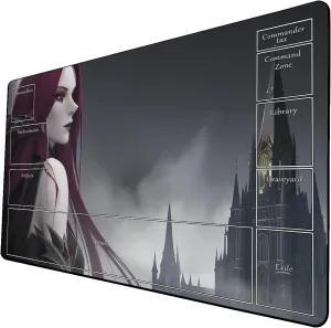AI Painting TCG Playmat - MTG Trading Card Game Mat with Zone Layout, 24x14 Inches Premium MTG Play Mat - The Perfect Companion for Intense Card Battles - Fantasy Dark Skull Black Lotus 424A185