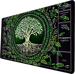 AI Painting TCG Playmat - MTG Trading Card Game Mat with Zone Layout, 24x14 Inches Premium MTG Play Mat - The Perfect Companion for Intense Card Battles - Fantasy Dark Skull Black Lotus 424A190