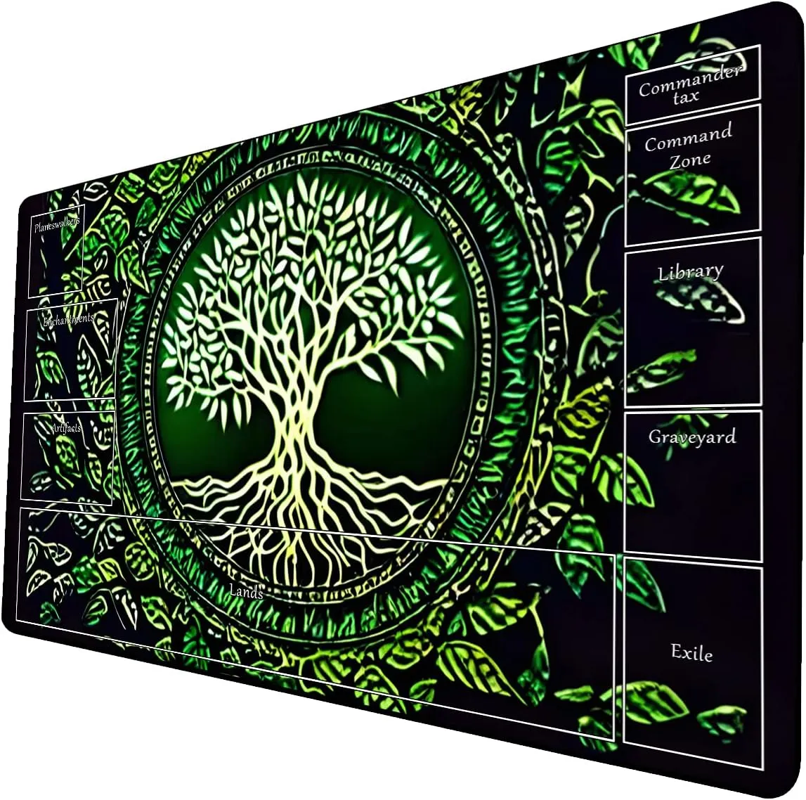 AI Painting TCG Playmat - MTG Trading Card Game Mat with Zone Layout, 24x14 Inches Premium MTG Play Mat - The Perfect Companion for Intense Card Battles - Fantasy Dark Skull Black Lotus 424A190