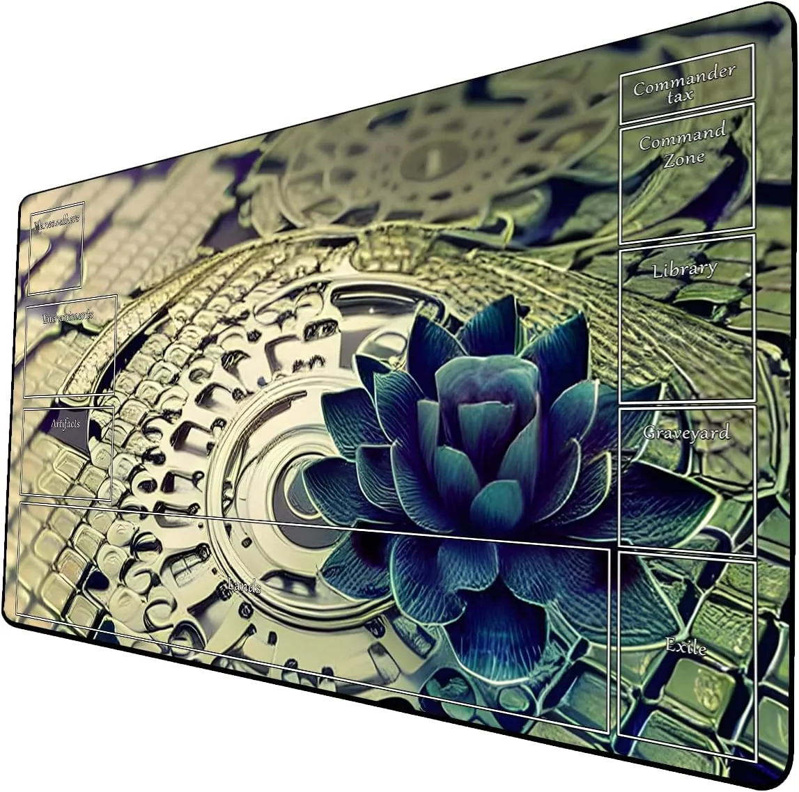 AI Painting TCG Playmat - MTG Trading Card Game Mat with Zone Layout, 24x14 Inches Premium MTG Play Mat - The Perfect Companion for Intense Card Battles - Fantasy Dark Skull Black Lotus 424A197