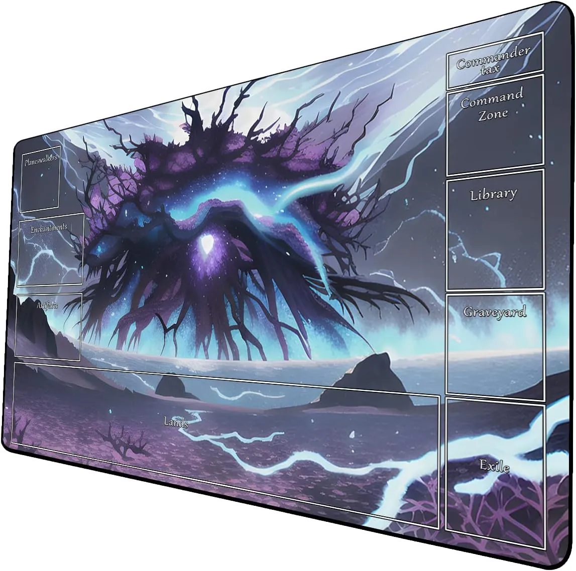 AI Painting TCG Playmat - MTG Trading Card Game Mat with Zone Layout, 24x14 Inches Premium MTG Play Mat - The Perfect Companion for Intense Card Battles - Fantasy Dark Skull Black Lotus 424A198
