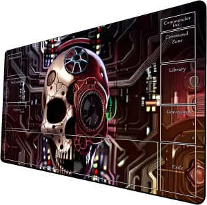 AI Painting TCG Playmat - MTG Trading Card Game Mat with Zone Layout, 24x14 Inches Premium MTG Play Mat - The Perfect Companion for Intense Card Battles - Fantasy Dark Skull Black Lotus 424A208