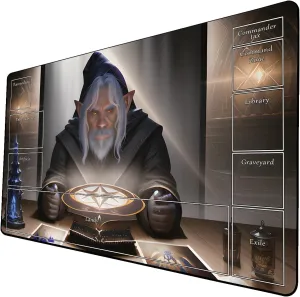 AI Painting TCG Playmat - MTG Trading Card Game Mat with Zone Layout, 24x14 Inches Premium MTG Play Mat - The Perfect Companion for Intense Card Battles - Fantasy Dark Skull Black Lotus 424A282